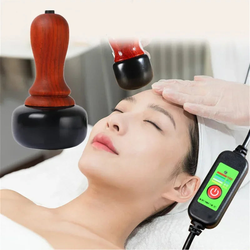 Hot Stone Electric Massager For Face Lift Wrinkle Removal Firming Spa Legs Back Neck Relieve Muscle Pain Gua Sha Massage Stick
