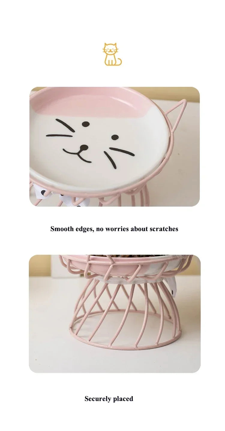 Pet Stand Bowl Ceramic Cat Food Bowl High Foot Raised Feeding Bowl For Cats Dogs Outdoor Drinking Feeding Pet Supplies Daily Use