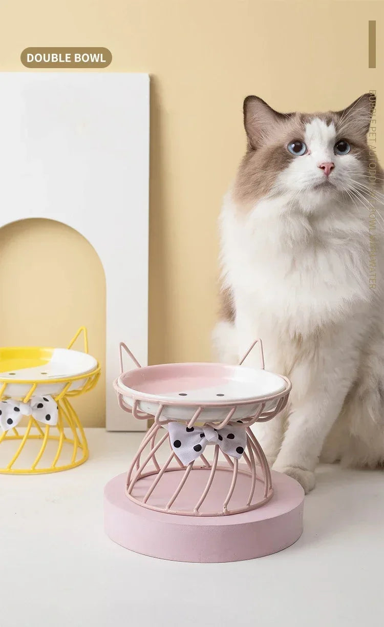 Pet Stand Bowl Ceramic Cat Food Bowl High Foot Raised Feeding Bowl For Cats Dogs Outdoor Drinking Feeding Pet Supplies Daily Use