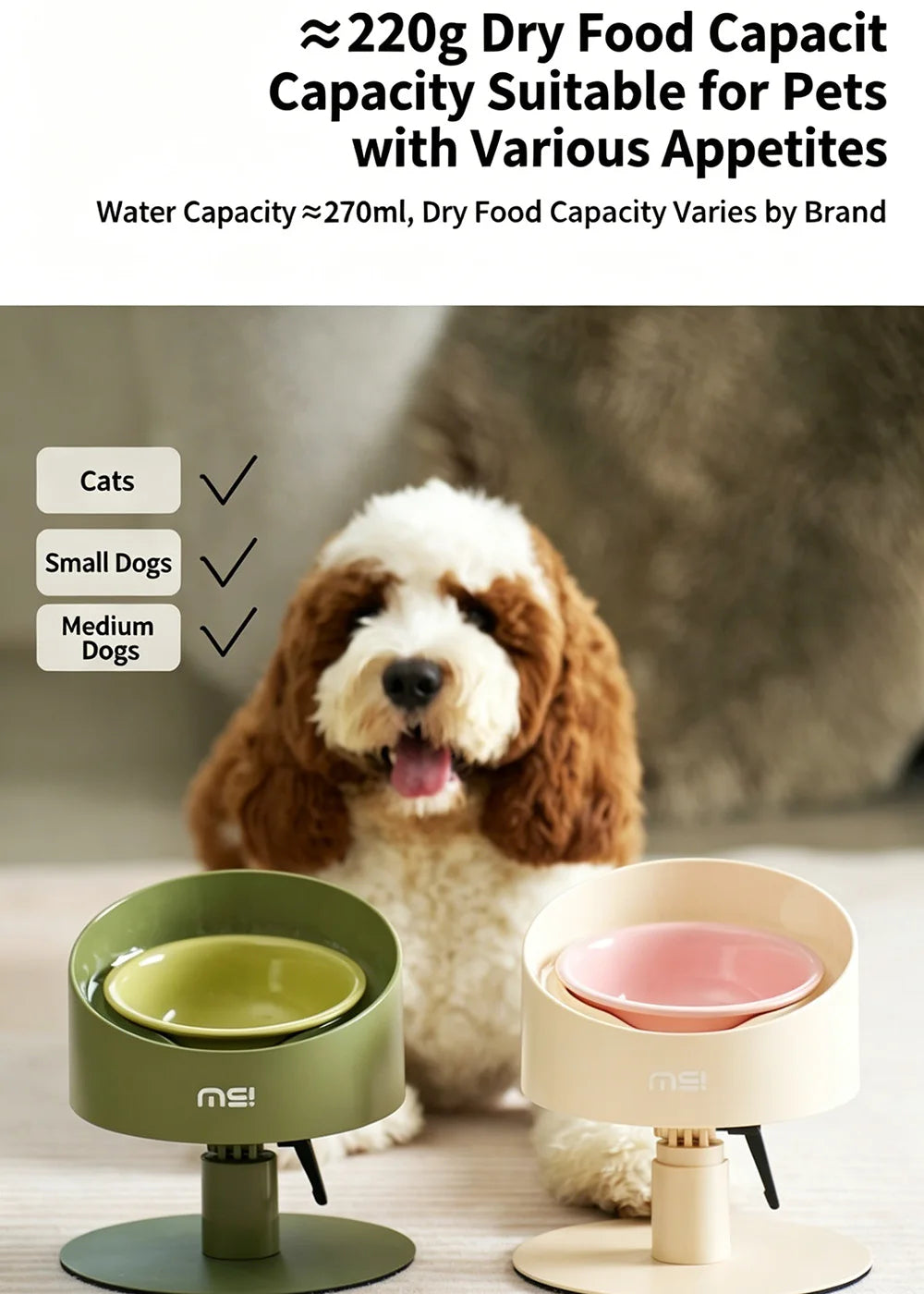 Ceramic Cat Food Water Bowl Flower Shaped Adjustable Anti-Vomiting Cat Bowl Non-Slip Neck Protection Pet Feeding Supplies
