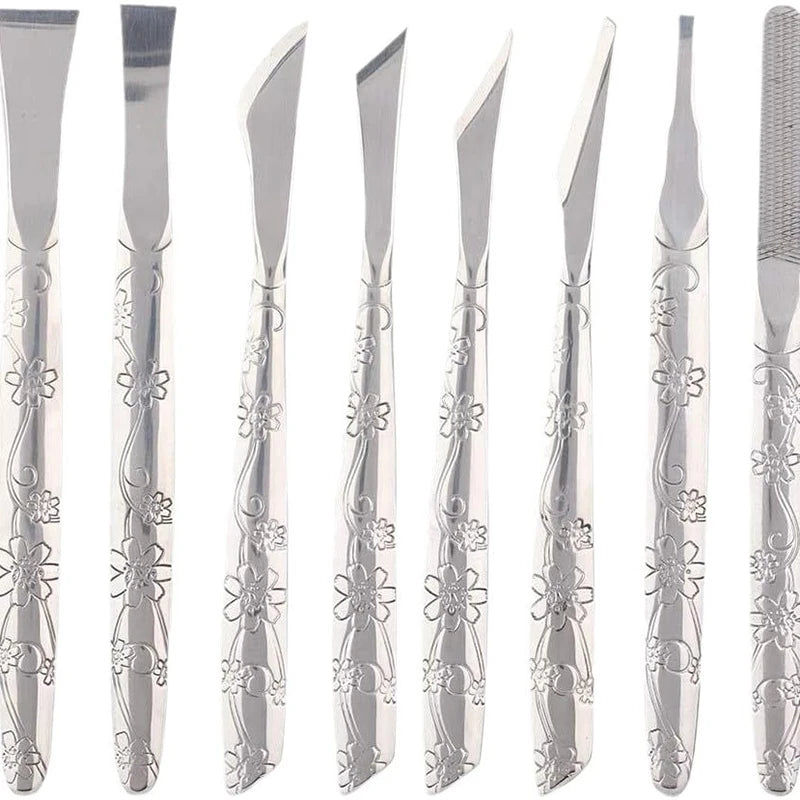 〔E〕Professional Pedicure Tools Set Manicure Kit Stainless Steel Toe Pedicure Knife Nail Clipper Feet Scraper Dead Skin Remover