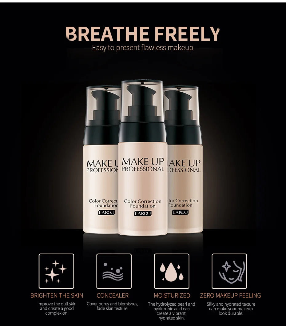 LAIKOU Makeup Base Face Liquid Foundation BB Cream Concealer Moisturizer Oil-control Whitening Makeup 40g