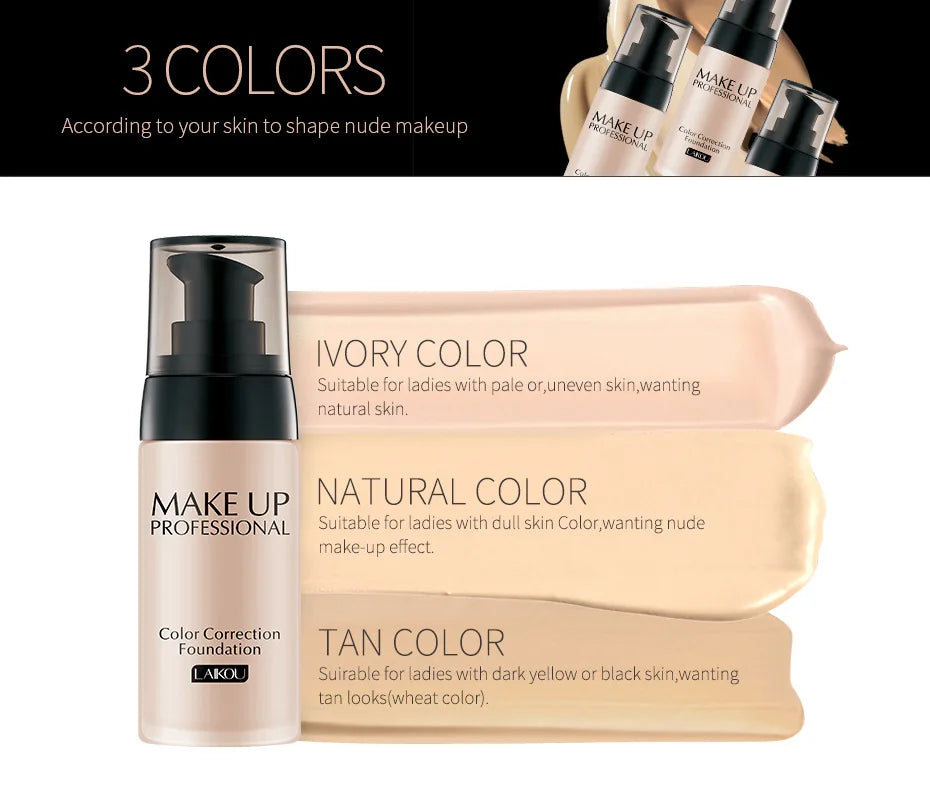 LAIKOU Makeup Base Face Liquid Foundation BB Cream Concealer Moisturizer Oil-control Whitening Makeup 40g