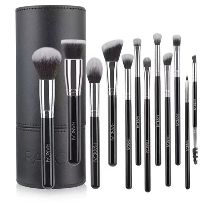 12 brown PU bags, makeup brush sets, soft loose powder, foundation brush,eyeshadow brush, beauty tools. makeup brush set make up