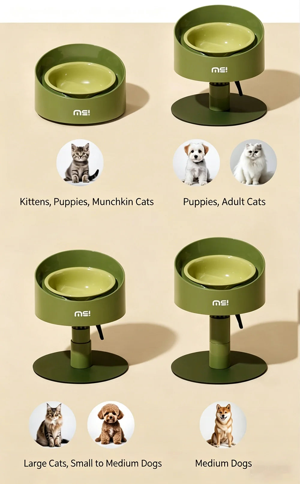 Ceramic Cat Food Water Bowl Flower Shaped Adjustable Anti-Vomiting Cat Bowl Non-Slip Neck Protection Pet Feeding Supplies