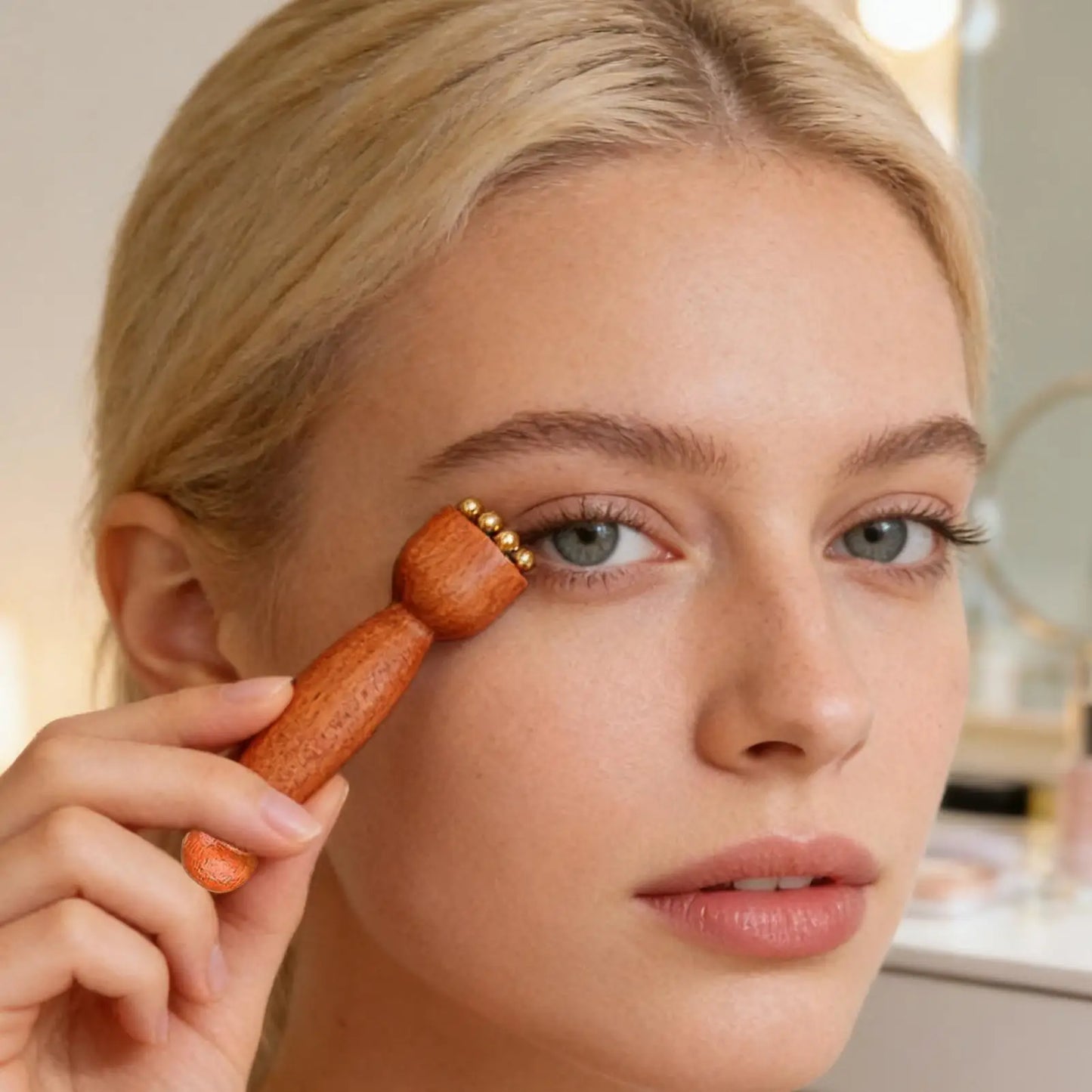 Facial Massager Lotus Seedpod Beauty Brass Bead  Rosewood Facial Gua Sha Tool Eye Relaxation Meridians Point Acupoint Massage