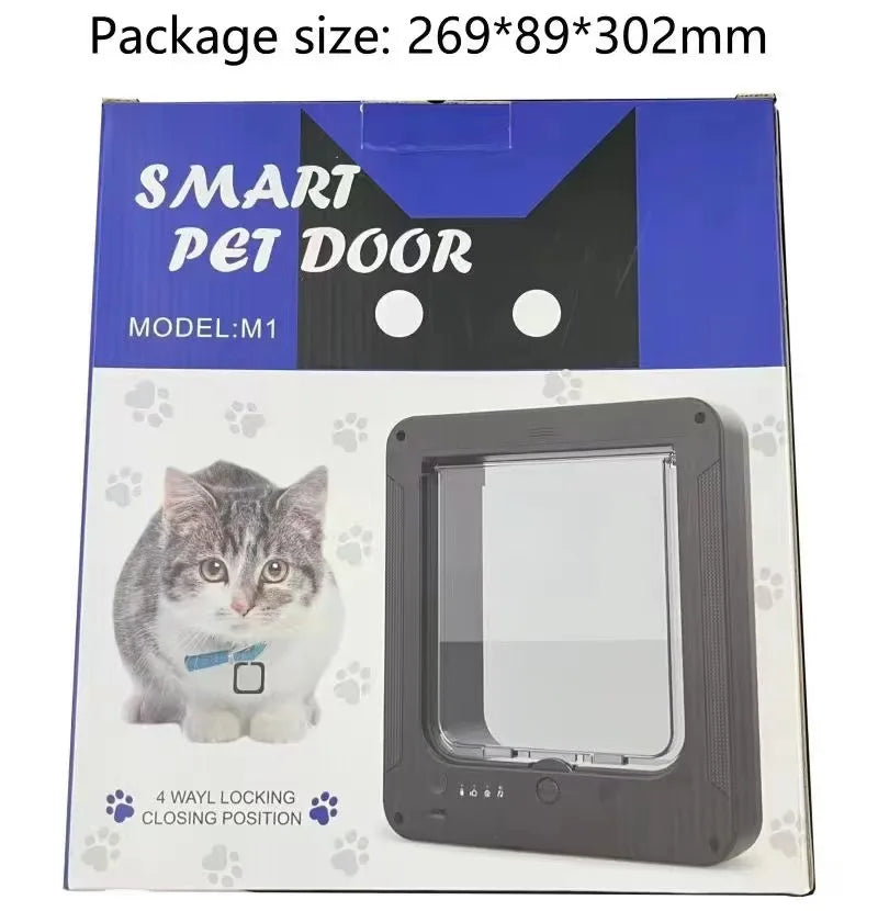 Smart Silent Electric Pet Door for Cats and Dogs Free Passage with Chip Recognition Suitable for Glass, Iron, and Wooden Doors Dureve