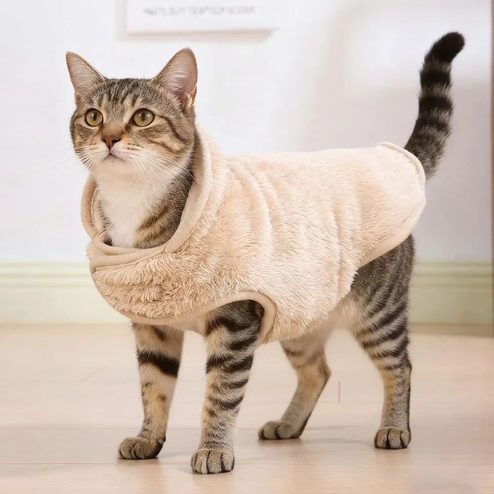 Pet Cat Clothes Fleece Reversible Jacket Sweater For Cats Dogs Soft Fleece Winter Warm Kitten Puppy Padded Vest Apparel Costume