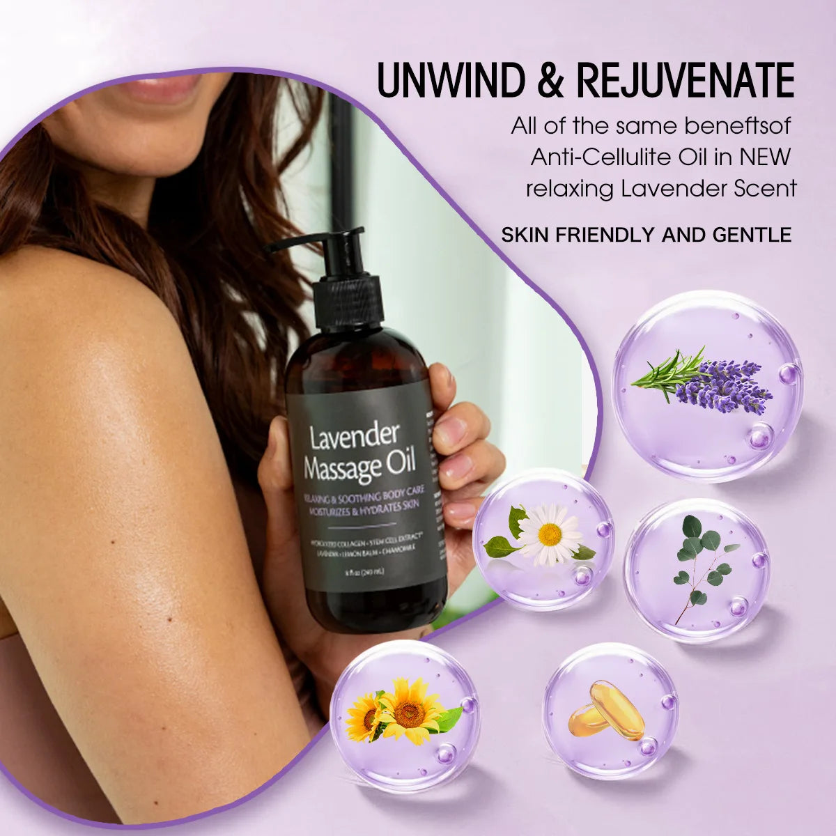 Skin Firming Body Massage Oil 240ml Natural Aromatherapy Relaxing Soothing Skin Care Essential Oil for Body Massage