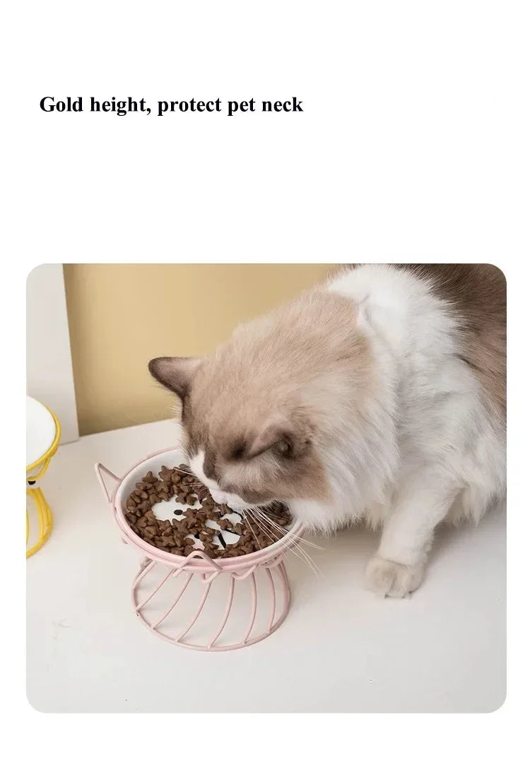 Pet Stand Bowl Ceramic Cat Food Bowl High Foot Raised Feeding Bowl For Cats Dogs Outdoor Drinking Feeding Pet Supplies Daily Use