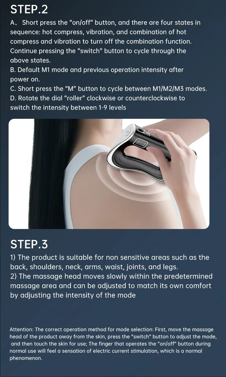 EMS Electric Fascia Scraper Micro Current Compression Muscle Vibration Relaxation Massager Body Lifting Scraper Massage Knife