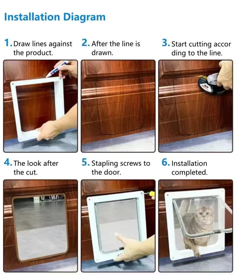 Smart Silent Electric Pet Door for Cats and Dogs Free Passage with Chip Recognition Suitable for Glass, Iron, and Wooden Doors Dureve