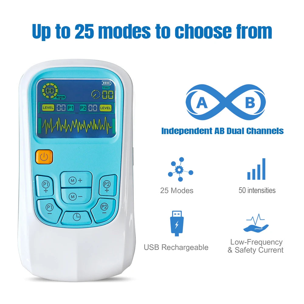 25 Modes 50 Levels EMS Tens Electroestimulador Muscular Massager Neck Shoulder Back Pain Relief Electric Physiotherapy Massage