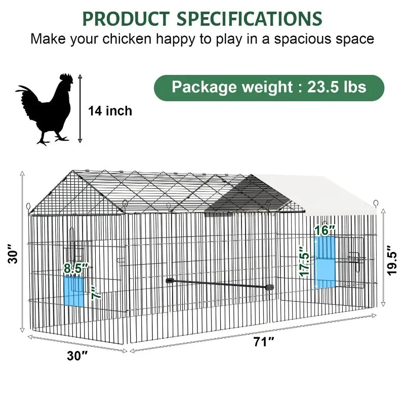 Foldable and Detachable Outdoor Poultry Cages Multifunctional Farm Animal Supplies Large Chicken Coop Walk-in Poultry Run