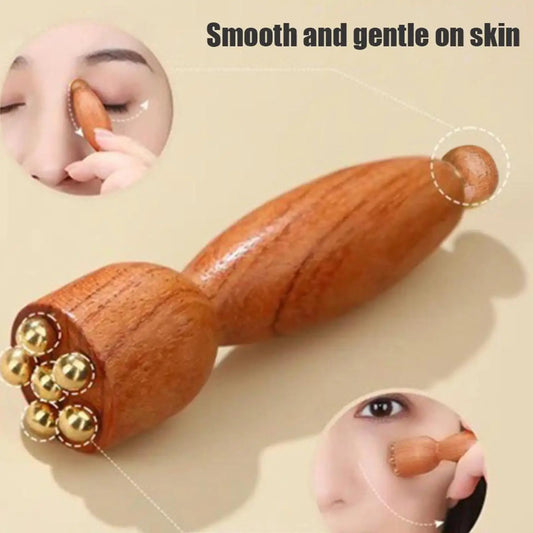 Facial Massager Lotus Seedpod Beauty Brass Bead  Rosewood Facial Gua Sha Tool Eye Relaxation Meridians Point Acupoint Massage