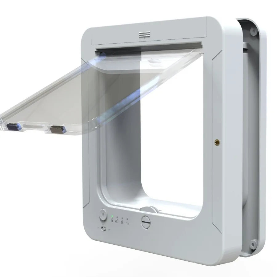 Smart Silent Electric Pet Door for Cats and Dogs Free Passage with Chip Recognition Suitable for Glass, Iron, and Wooden Doors Dureve