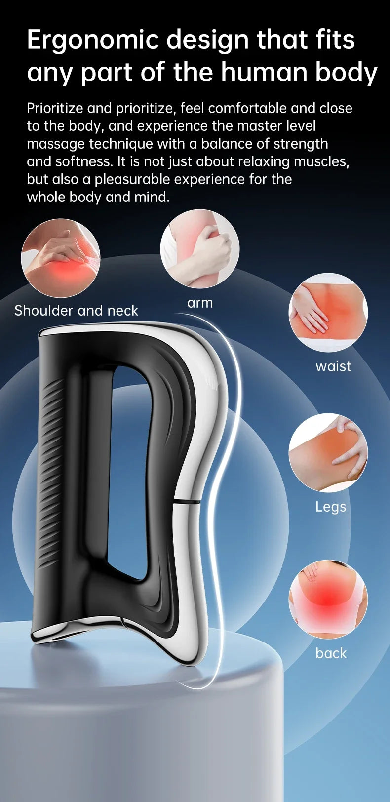 EMS Electric Fascia Scraper Micro Current Compression Muscle Vibration Relaxation Massager Body Lifting Scraper Massage Knife