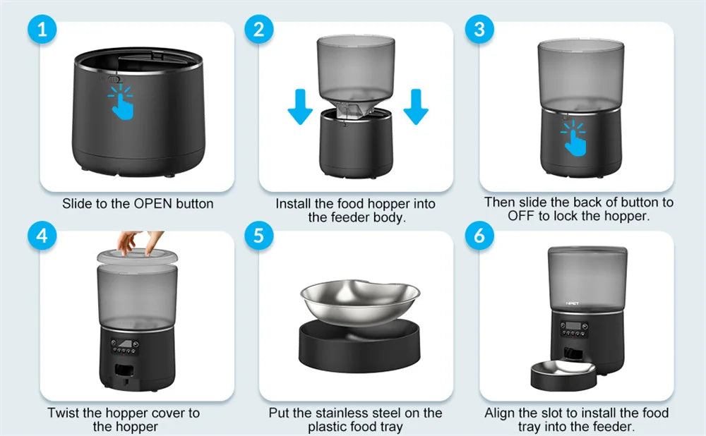 Automatic Cat Feeders, 4L Timed Cat Dry Food Dispenser, Dual Power Supply, Programmable Portion Control, Auto Pet Feeder