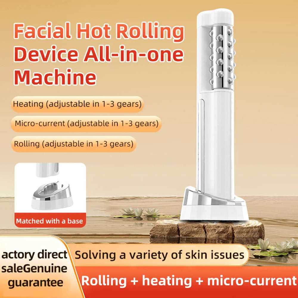 2026 Latest Facial Rolling Massager Device Heated Roller Firming Face EMS 360 Rotating Wrinkle Remover Improve Facial Depression