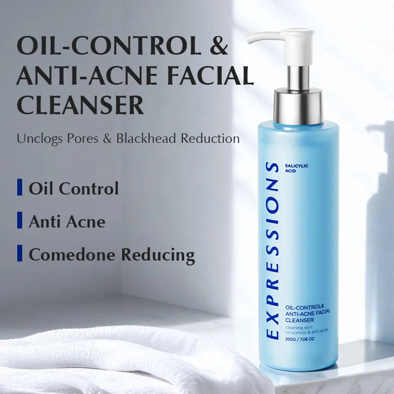 Korean Facial Cleanser – Salicylic Acid + Niacinamide, Blue Lotus & Lotus Extract for Gentle Cleanse & Oil Balance