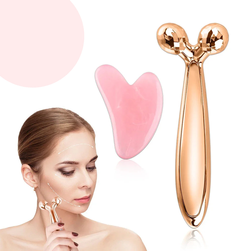Y Shape 3D Roller Face & Neck Massager with Gua Sha Tool My Store 2