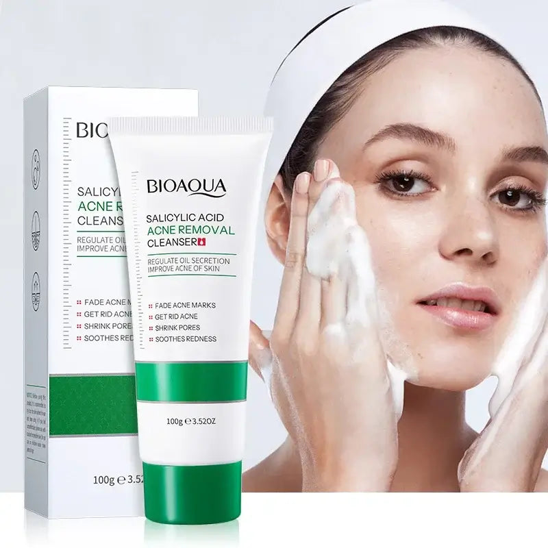 BIOAOUA Salicylic Acid Facial Cleanser Acne Treatment Moisturizing Oil Control Skincare Face Wash Foam Face Cleanser Skin Care