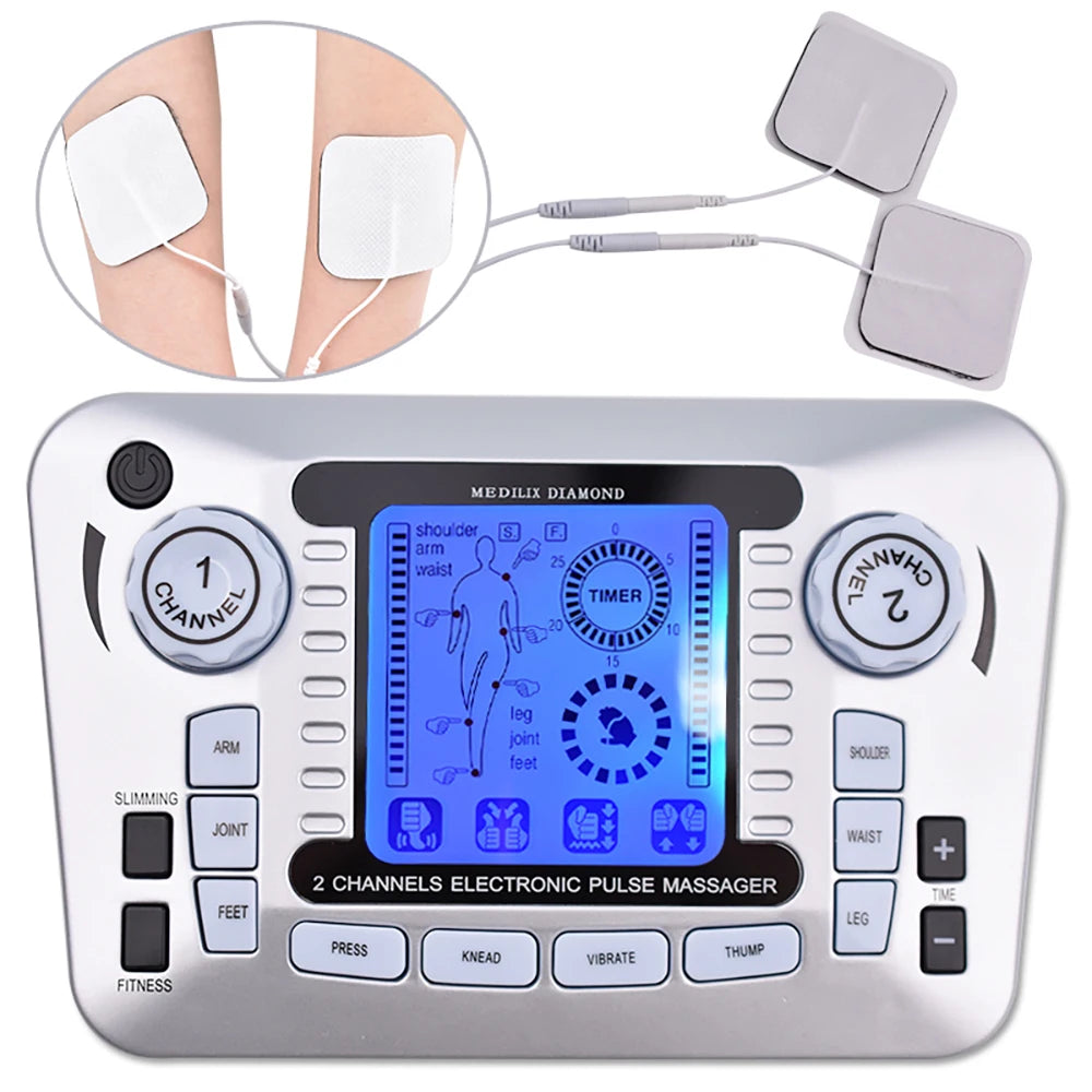 12 Modes EMS TENS Electric Pulse Meridian Therapy Massager Acupuncture Physiotherapy Muscle Stimulator Body Relax Health Care