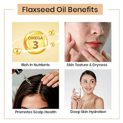 Flaxseed Oil 100% Pure Natural Cold Pressed Carrier Oil for Skin Care