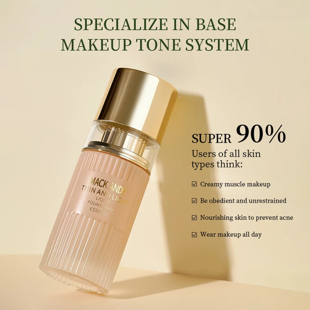 MACKANDY Serum Liquid Foundation Long-lasting Makeup, Full Coverage with Matte Finish, Radiant Formula for All Skin Types Vegan