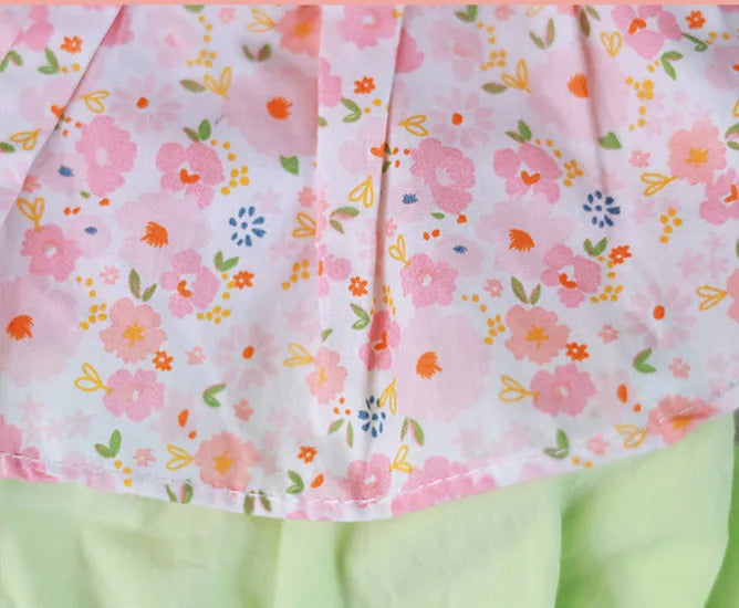 Pet Clothes Cute Dog Cat JumpSuit Spring Summer Floral Four-legged Clothing Flying Sleeve Vest Pajamas Soft Puppy Pants Shirt
