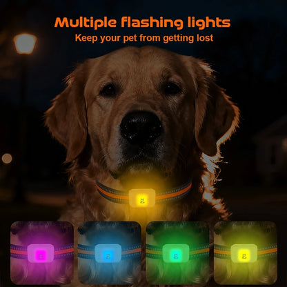 GPS Pet Locator Smart Collar with Colorful LED Flash IP67 Waterproof Pet Pedometer Calorie Health Data Monitoring Mini Tracker