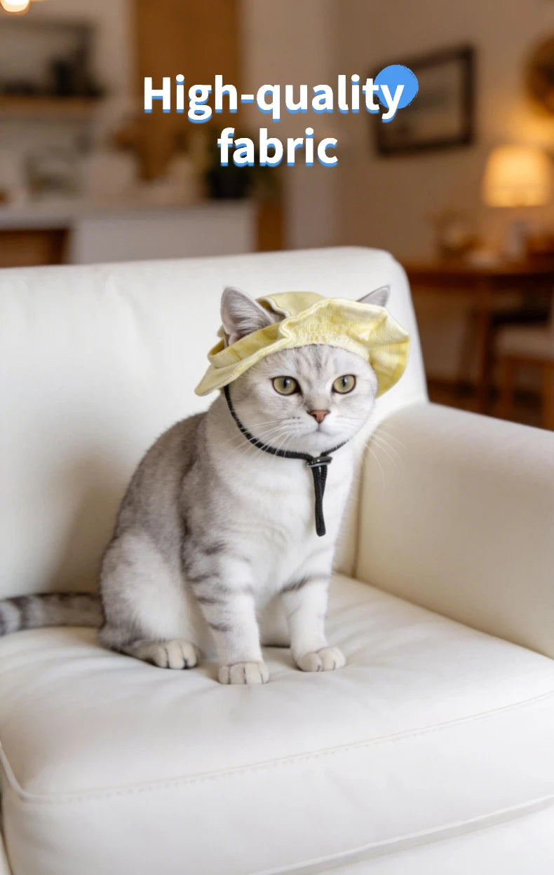 Pet cat fishing hat - Fashionable and cute. Essential for your cat's summer outdoor outfit.