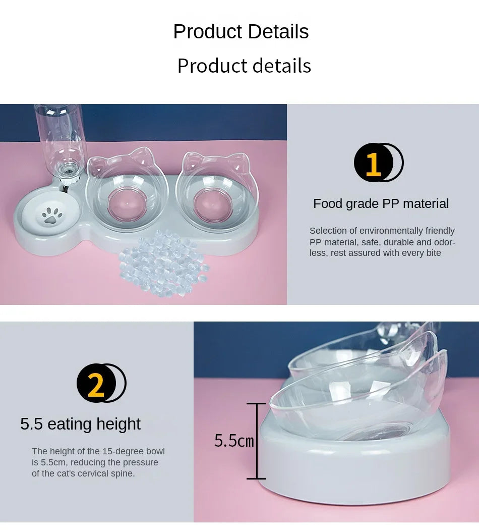 5K Pet SuppliesElevated Bowls For Cats And DogsDurable Double Cat And Dog Bowl FeedersElevated Cat Feeding And Drinking Supplies
