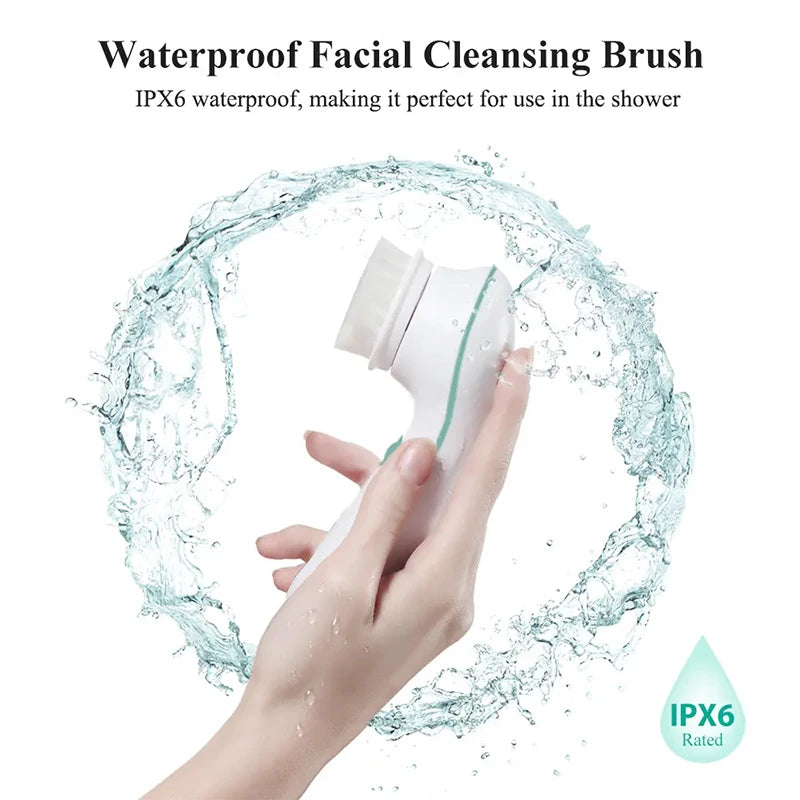 4 IN 1 Face Cleansing Brush Electric Facial Cleaner Wash Machine Spa Skin Care Massager Blackhead Cleaning Facial Cleanser Tools