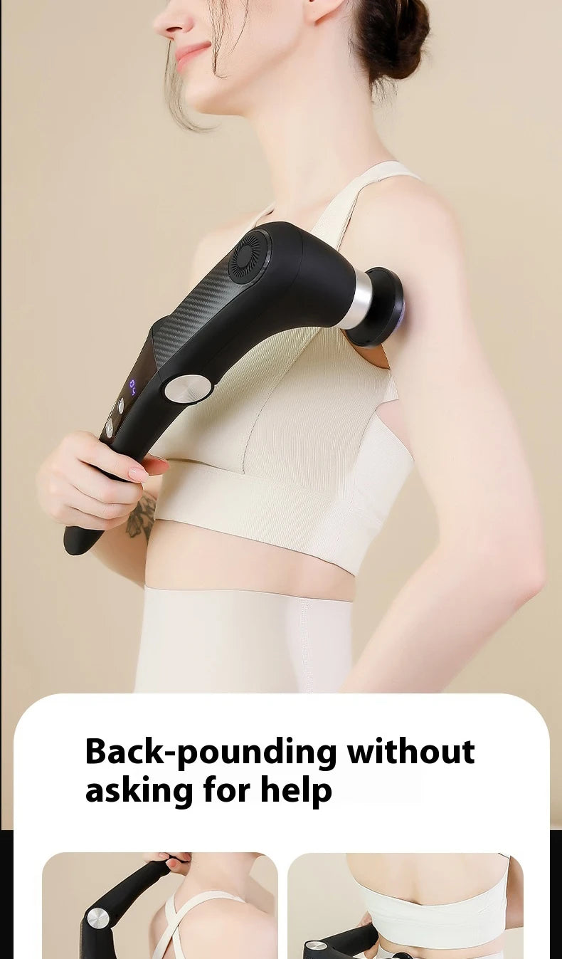 Fascia Gun Massage with Hot and Cold Heads Adjustable Angles Portable Percussion Back Massager for Muscle Neck Body Fitness