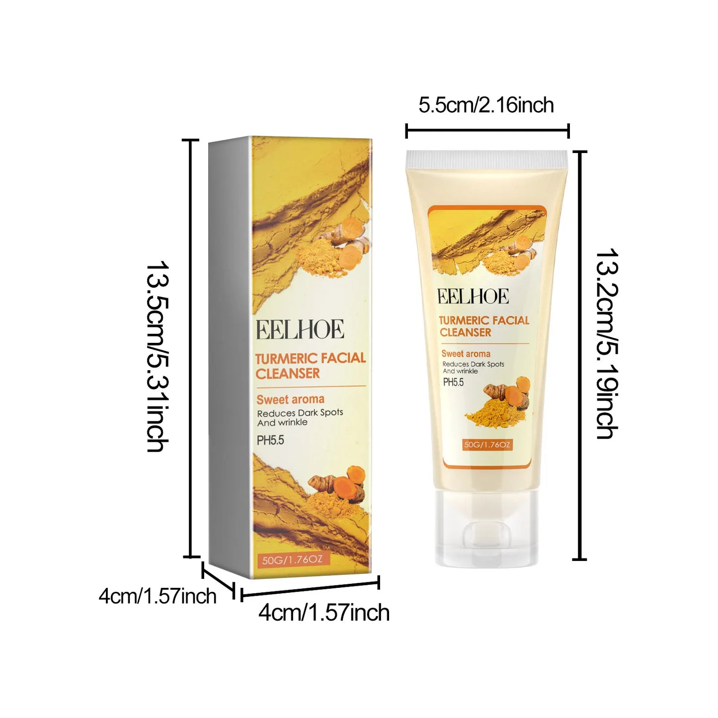 Turmeric Facial Cleanser Deeply Cleanses and Repairs The Skin Barrier Moisturizes Shrinks Pores Oil Control Blackheads Face