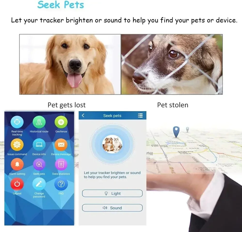 4G GPS Tracker for Hunting Dog Animal Shake Alarm Geofence Free APP Realtime Tracking GPS Locator 3000mAh Battery Voice Monitor