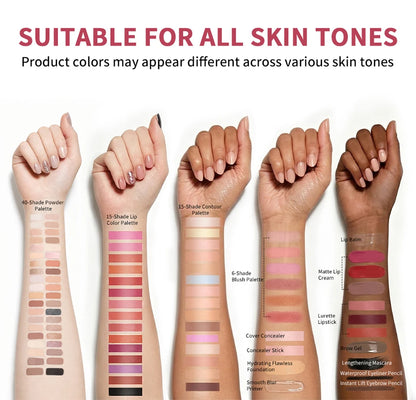 All In One Makeup Set Gathering All Cosmetic Including Base Makeup, Concealer, Contour ,Powder Blusher, Eyebrow Eye, Lip Makeup
