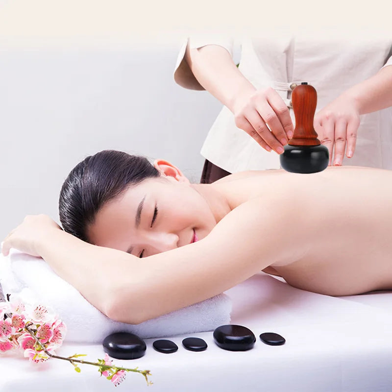 Hot Stone Electric Massager For Face Lift Wrinkle Removal Firming Spa Legs Back Neck Relieve Muscle Pain Gua Sha Massage Stick