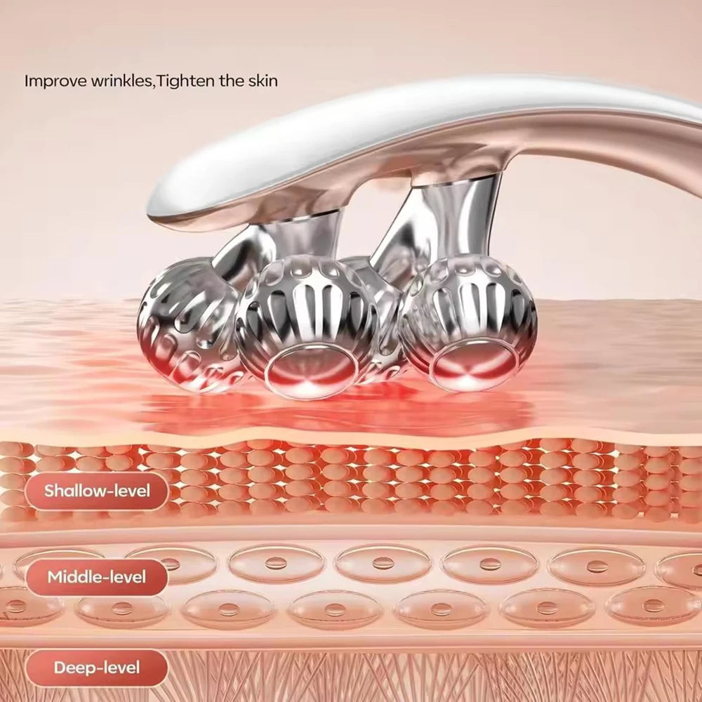V Face Lifting Roller Massager Microcurrent EMS RF Red Blue Light Therapy Vibrating Face Slimmer Neck Firming Anti Wrinkle Beaut