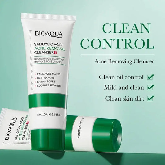 BIOAOUA Salicylic Acid Facial Cleanser Acne Treatment Moisturizing Oil Control Skincare Face Wash Foam Face Cleanser Skin Care
