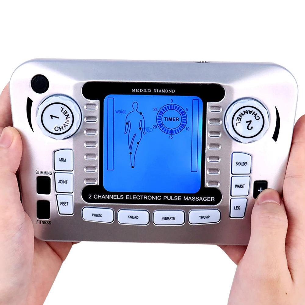 12 Modes EMS TENS Electric Pulse Meridian Therapy Massager Acupuncture Physiotherapy Muscle Stimulator Body Relax Health Care