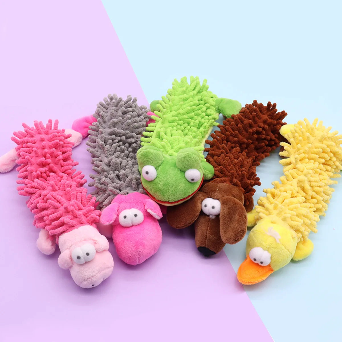 Pet Dog Plush Sound Toy Cute Frog Hippo Shape Mop Fur Shell Design Durable Teeth Grinding Chew Toys for Puppy Small Dogs Dureve