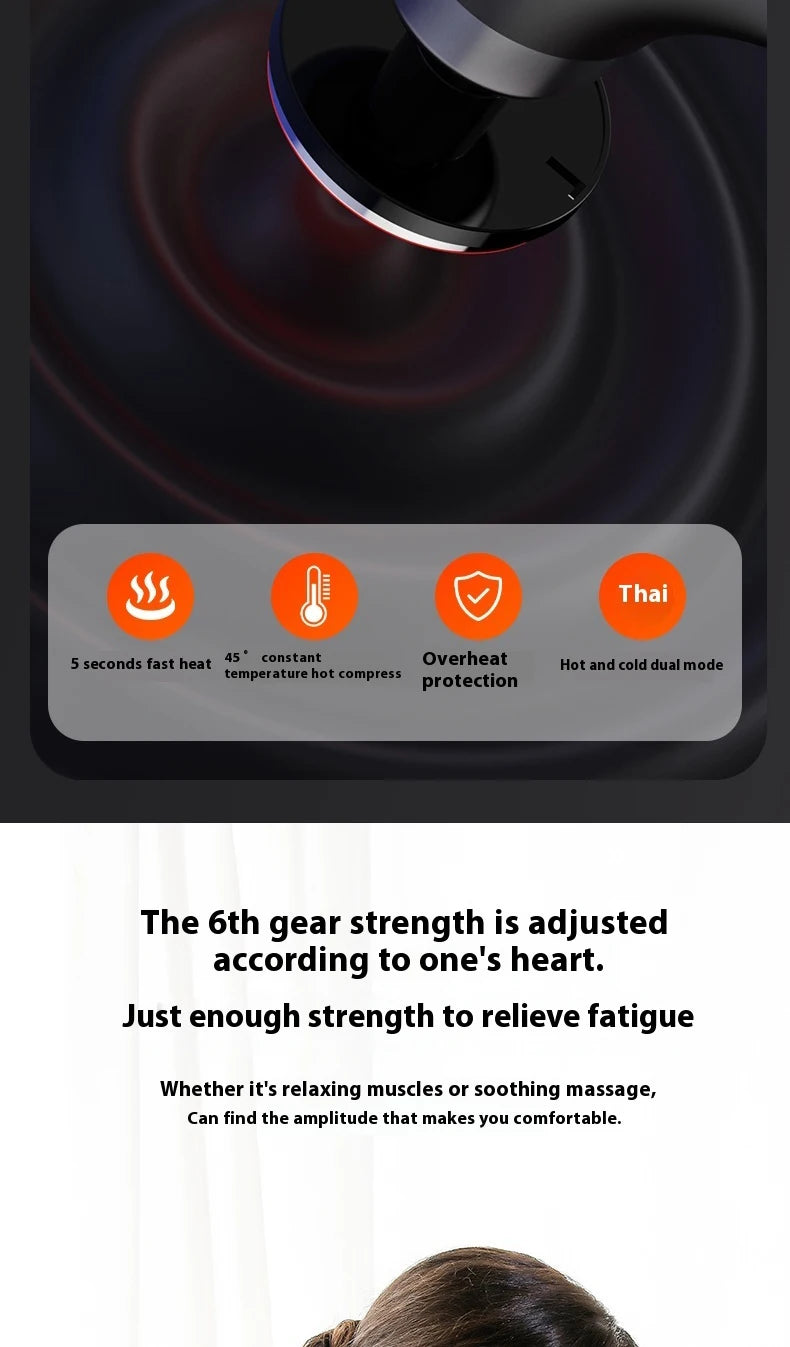 Fascia Gun Massage with Hot and Cold Heads Adjustable Angles Portable Percussion Back Massager for Muscle Neck Body Fitness