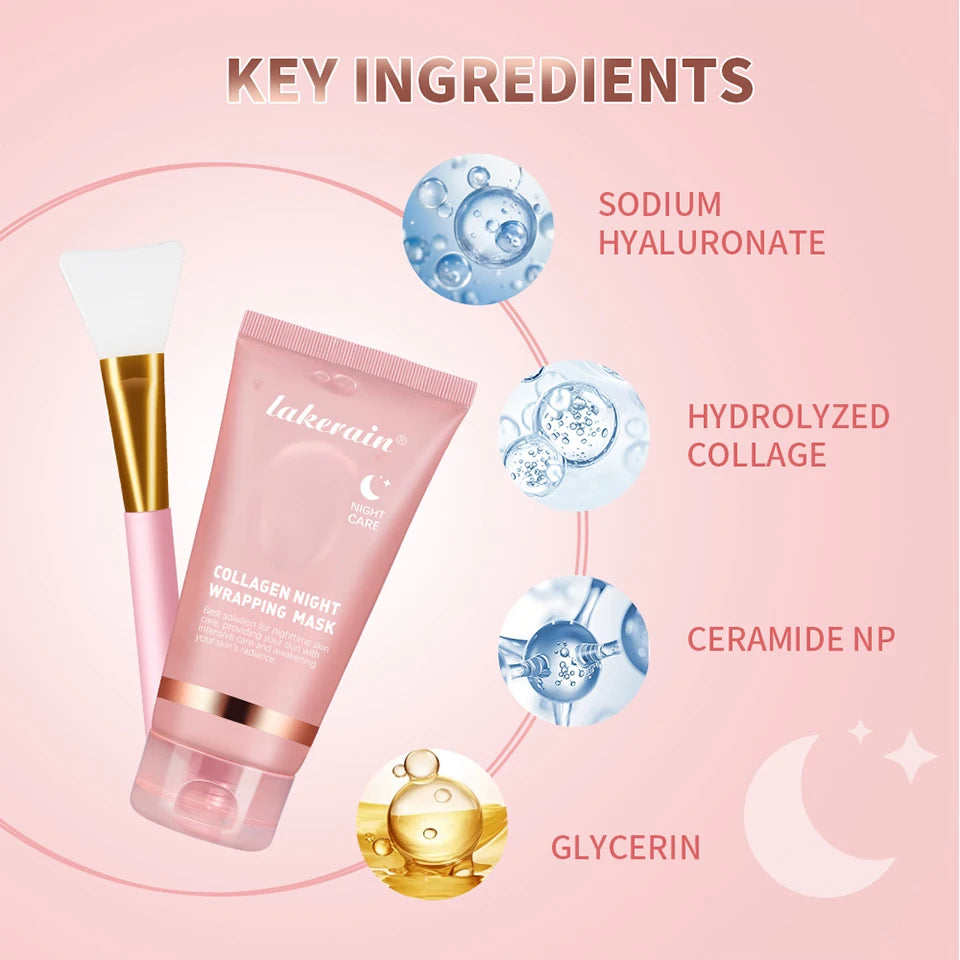 Collagen Facial Mask And Brush Set Rejuvenates Moisturizes Brightens Skin For Glowing Elasticity Korean Face Care Treatment