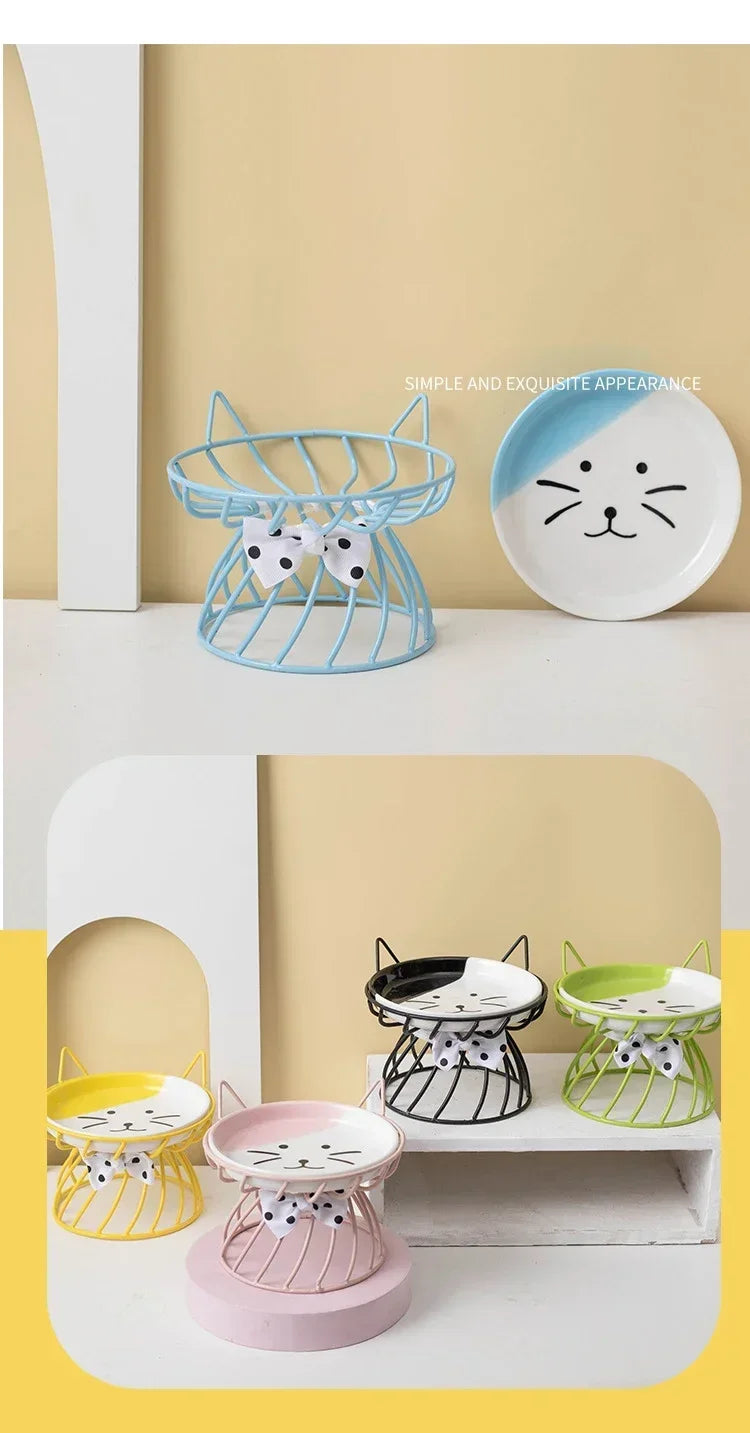 Pet Stand Bowl Ceramic Cat Food Bowl High Foot Raised Feeding Bowl For Cats Dogs Outdoor Drinking Feeding Pet Supplies Daily Use