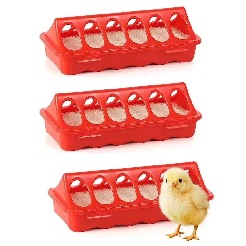 3pcs 20cm Poultry Feeder Troughs – Flip-Top Plastic, Spill-Proof for Baby Chickens & Quail