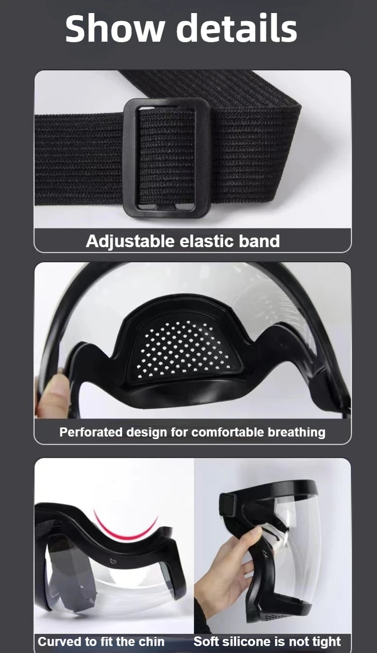 Anti-Fog Full Face Shield With Filters Kitchen Oil-Splash Face Mask Work Protection Mask Safety Glasses Protective Cover Mask