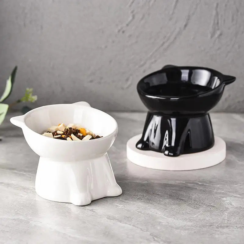 Tall-legged Cat Food and Water Bowl 15 Degree Tilted Design Anti-tipping for Neck-protection Suitable for Small Pets
