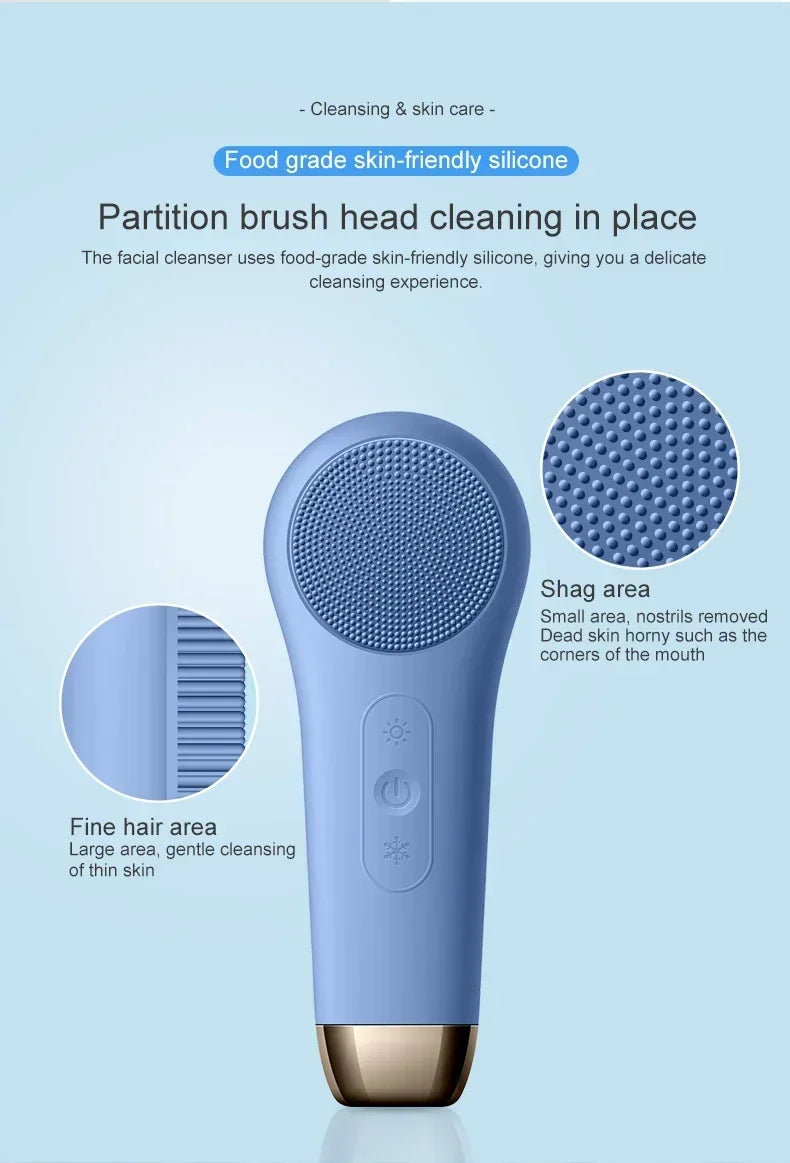 Electric Face Cleanser Facial Cleansing Brush Silicone Ultrasonic Vibration Deep Pores Blackhead Cleaning Washing Skin Massager